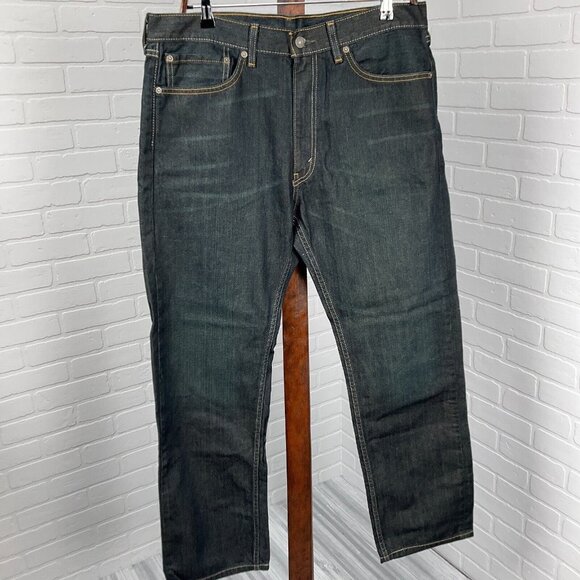 Levis 505 Men Jeans 36Wx30L Dark Blue Straight Leg Denim Cotton‎ PC9-00505-0550 - Picture 1 of 14